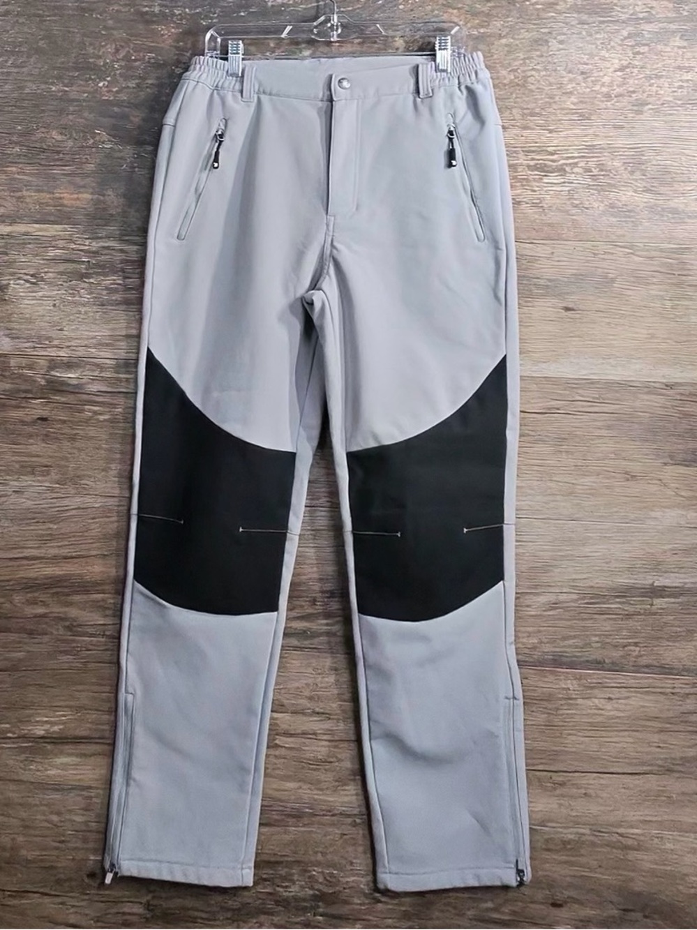 Outdoor Sports Insulated Mens Light Gray  Pants with Black Knee Panels
